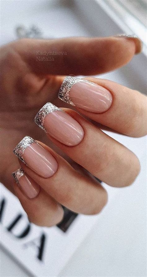 nude nails with glitter tips|31 Must.